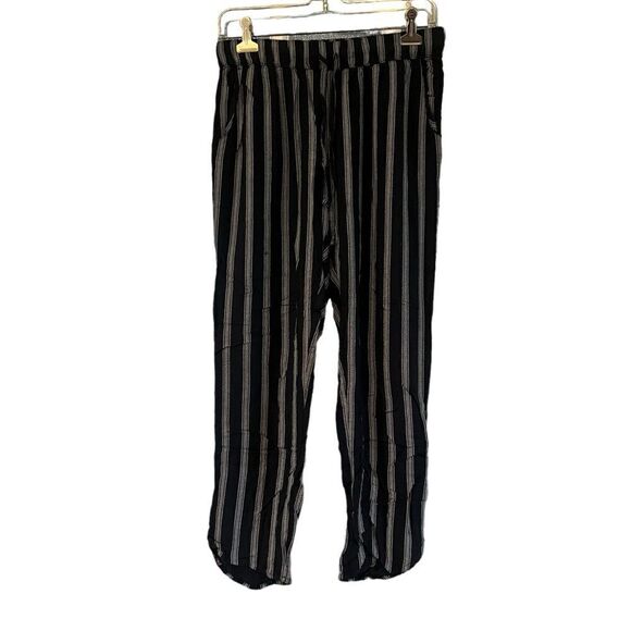 3 for $30! American eagle black striped drawstring pants - Picture 1 of 8